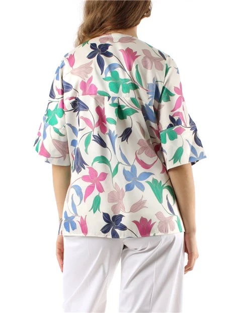 BLUSA SVASATA FLOREALE DONNA BIANCO