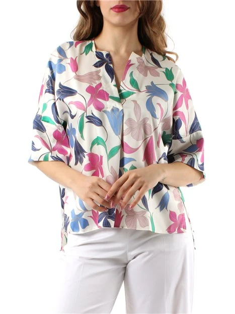 BLUSA SVASATA FLOREALE DONNA BIANCO