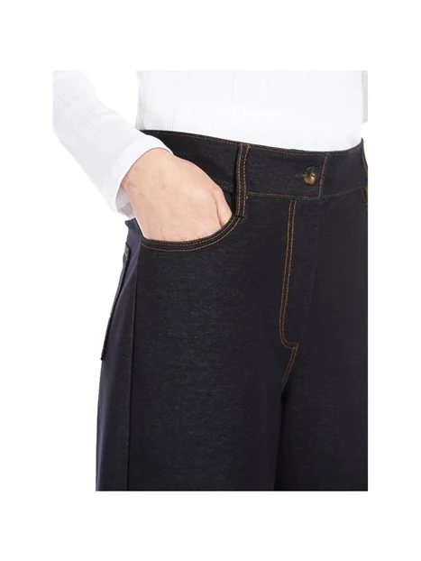 PANTALONI PALAZZO IN JERSEY EFFETTO DENIM DONNA BLU