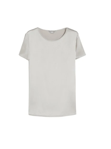 BLUSA GIROCOLLO IN RASO DONNA GRIGIO