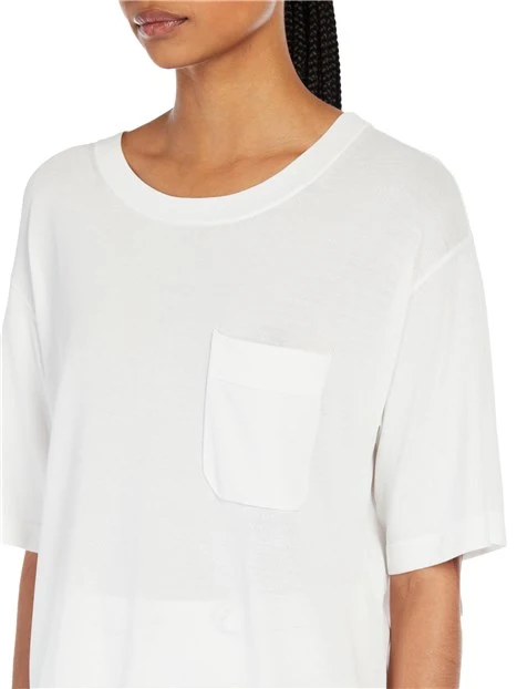 T-SHIRT MANICA CORTA OVERSIZE CON TASCHINO DONNA BIANCO