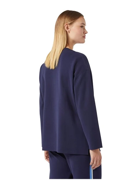 MAGLIA GIROCOLLO CON BOTTONI SULLE SPALLE DONNA BLU