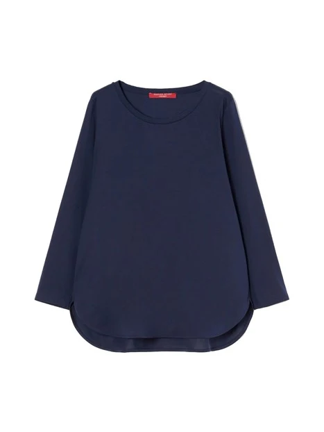 MAGLIA GIROCOLLO CON BOTTONI SULLE SPALLE DONNA BLU