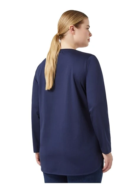 T-SHIRT MANICA LUNGA IN JERSEY DI COTONE DONNA BLU