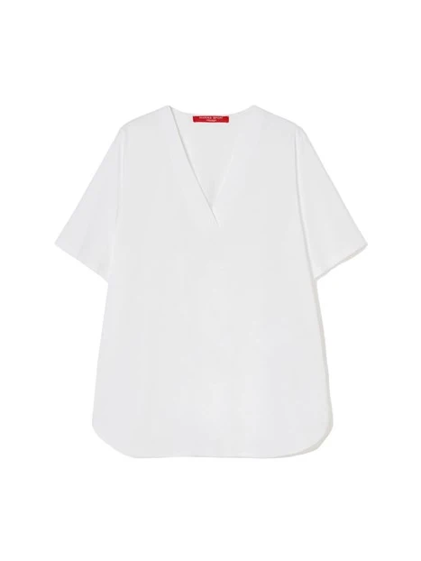 T-SHIRT MANICA CORTA CON SCOLLO A V IN COTONE DONNA BIANCO