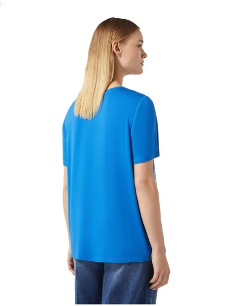 T-SHIRT MANICA CORTA CON STAMPA A FANTASIA DONNA BLU