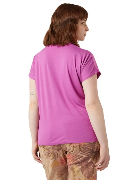 T-SHIRT MANICA CORTA GIROCOLLO IN RASO DONNA FUCSIA