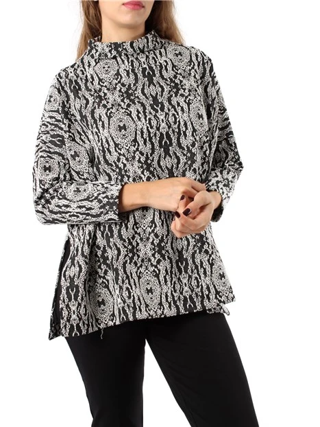 MAGLIA DOLCEVITA IN JACQUARD DONNA BIANCO NERO