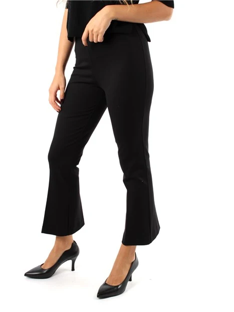 PANTALONI CROPPED A TROMBETTA IN MISTO VISCOSA DONNA NERO