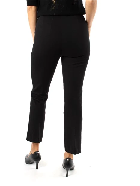 PANTALONI CROPPED A TROMBETTA IN MISTO VISCOSA DONNA NERO