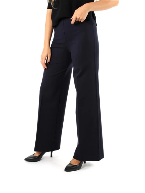 PANTALONI PALAZZO CON VITA ELASTICA DONNA BLU NAVY