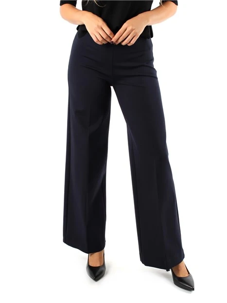 PANTALONI PALAZZO CON VITA ELASTICA DONNA BLU NAVY