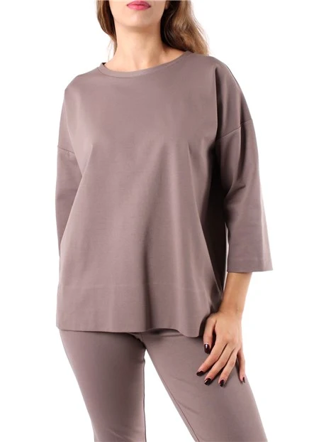 BLUSA GIROCOLLO CON SPACCHI LATERALI DONNA TORTORA