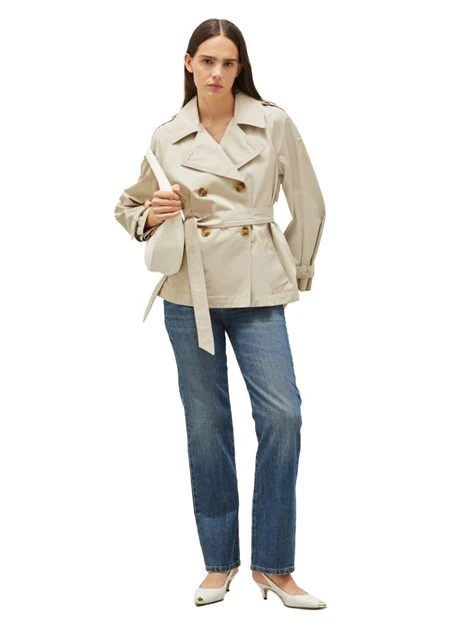 TRENCH CORTO IN COTONE DONNA BEIGE