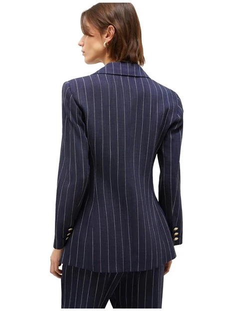 GIACCA BLAZER MONOPETTO GESSATO DONNA BLU