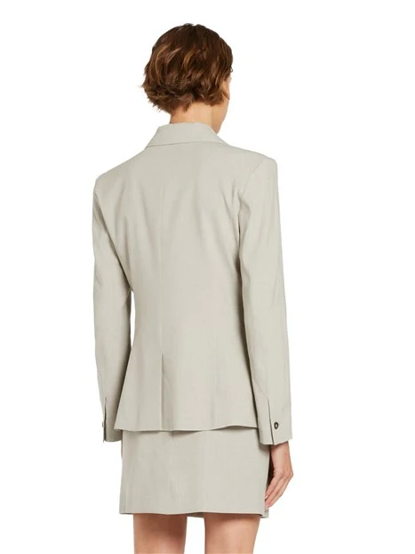 GIACCA BLAZER MONOPETTO IN TELA DI LINO DONNA BEIGE