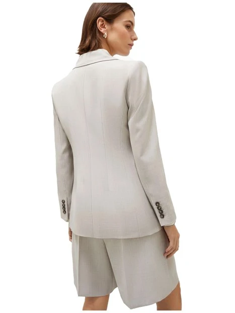 GIACCA BLAZER MONOPETTO IN TELA DI LINO DONNA BEIGE