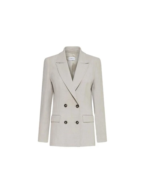 GIACCA BLAZER MONOPETTO IN TELA DI LINO DONNA BEIGE