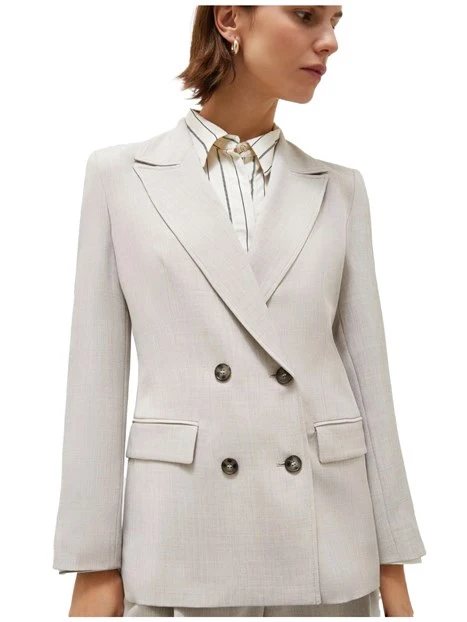 GIACCA BLAZER DOPPIOPETTO IN STUOIA DONNA BEIGE