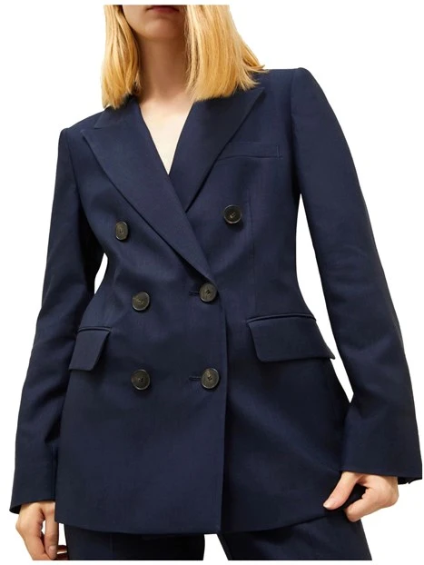 GIACCA BLAZER DOPPIOPETTO IN TWILL DONNA BLU