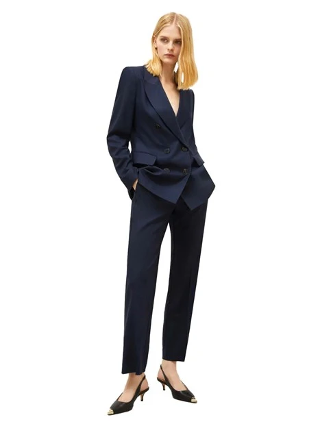 GIACCA BLAZER DOPPIOPETTO IN TWILL DONNA BLU