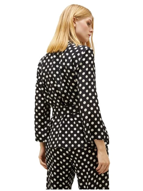 GIACCA BLAZER A POIS CON CINTURA DONNA NERO