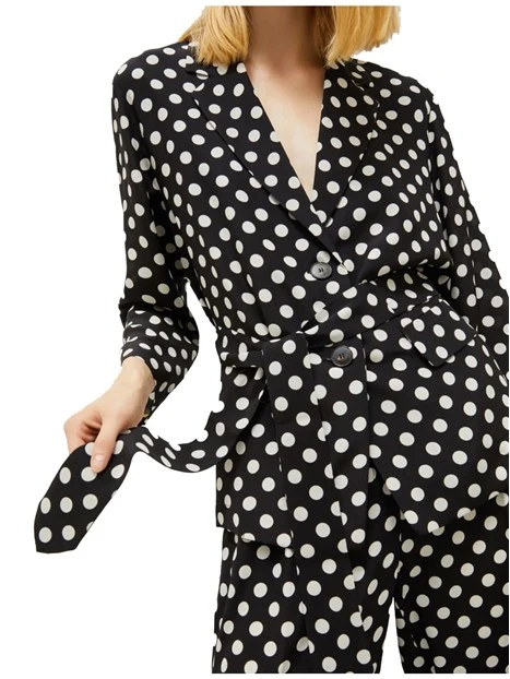 GIACCA BLAZER A POIS CON CINTURA DONNA NERO