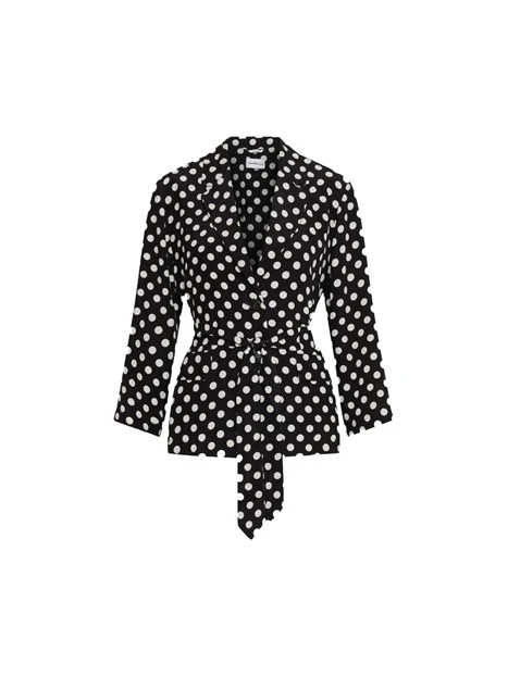 GIACCA BLAZER A POIS CON CINTURA DONNA NERO