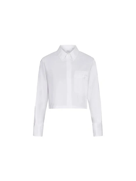 CAMICIA CROP IN POPELINE DI COTONE DONNA BIANCO