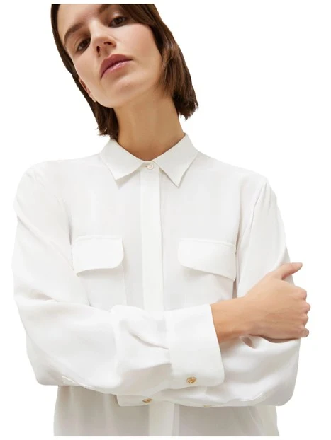 CAMICIA IN CREPE DE CHINE IN MISTO SETA DONNA BIANCO