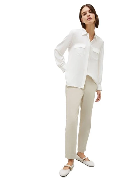 CAMICIA IN CREPE DE CHINE IN MISTO SETA DONNA BIANCO