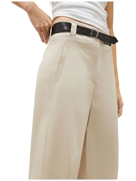 PANTALONI PALAZZO CON CINTURA DONNA BEIGE