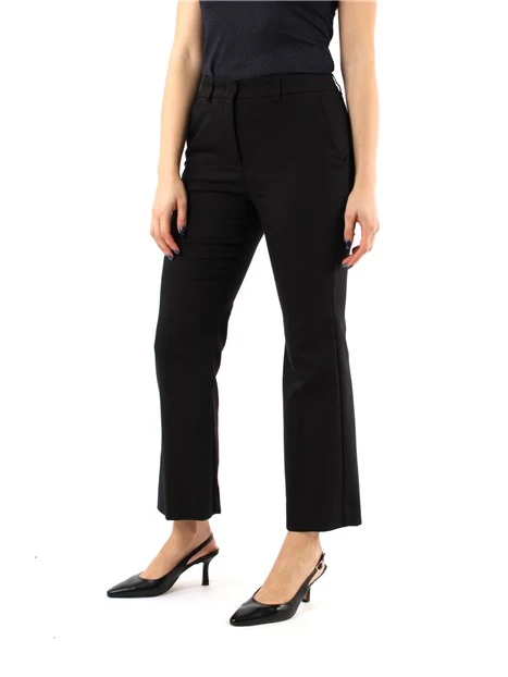 PANTALONI CROPPED A ZAMPA IN MISTO COTONE DONNA NERO