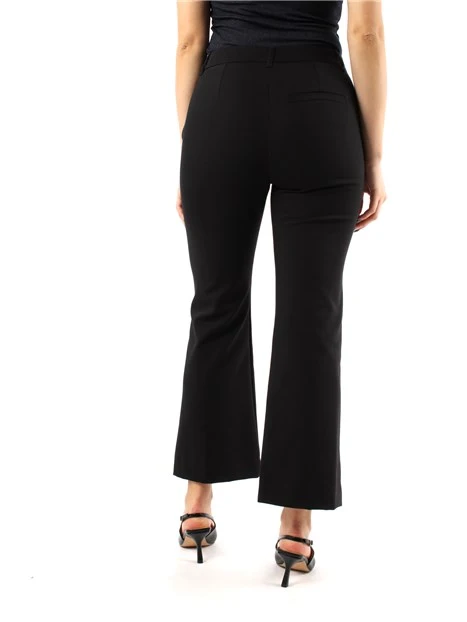 PANTALONI CROPPED A ZAMPA IN MISTO COTONE DONNA NERO