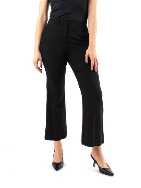 PANTALONI CROPPED A ZAMPA IN MISTO COTONE DONNA NERO