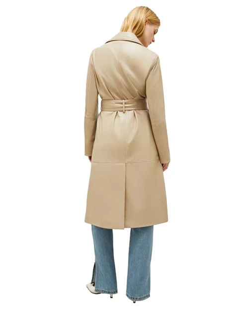 TRENCH IN PELLE CON CINTURA DONNA BEIGE