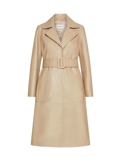 TRENCH IN PELLE CON CINTURA DONNA BEIGE