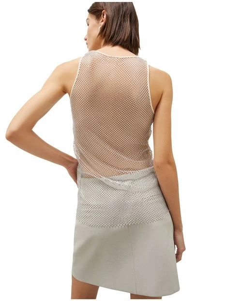 TOP IN RETE CON STRASS DONNA BIANCO