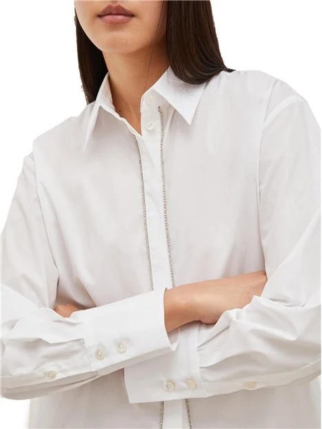 CAMICIA IN PURO COTONE CON SPACCHI LATERALI DONNA BIANCO