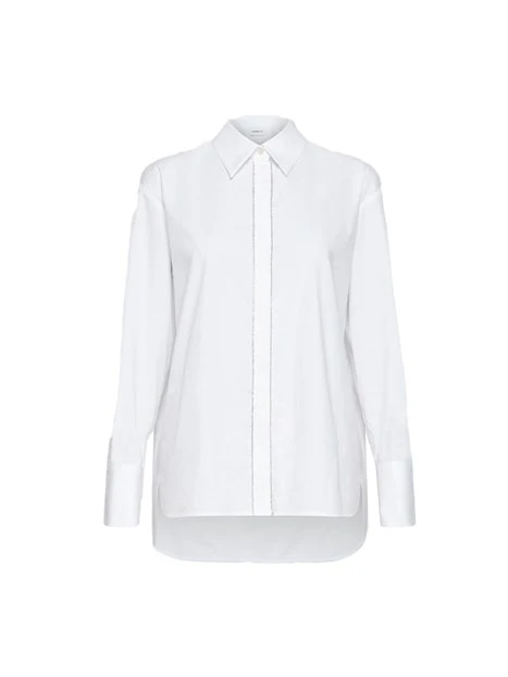 CAMICIA IN PURO COTONE CON SPACCHI LATERALI DONNA BIANCO