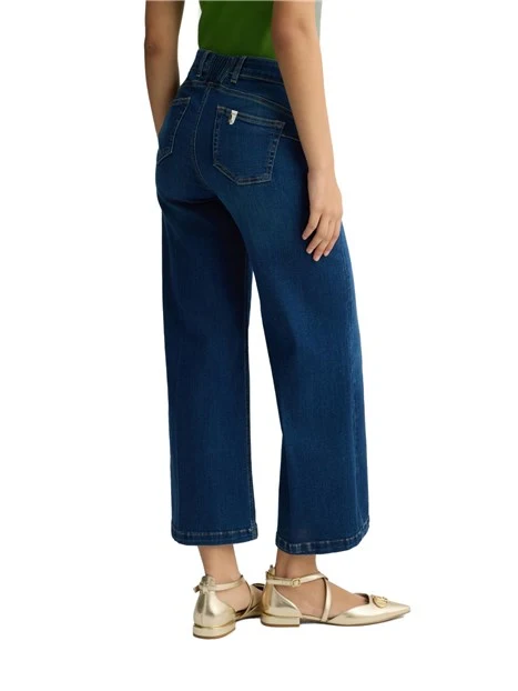 JEANS CROPPED LINEA A ZAMPA DONNA BLU