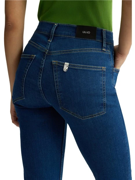 JEANS CROPPED 5 TASCHE DONNA BLU