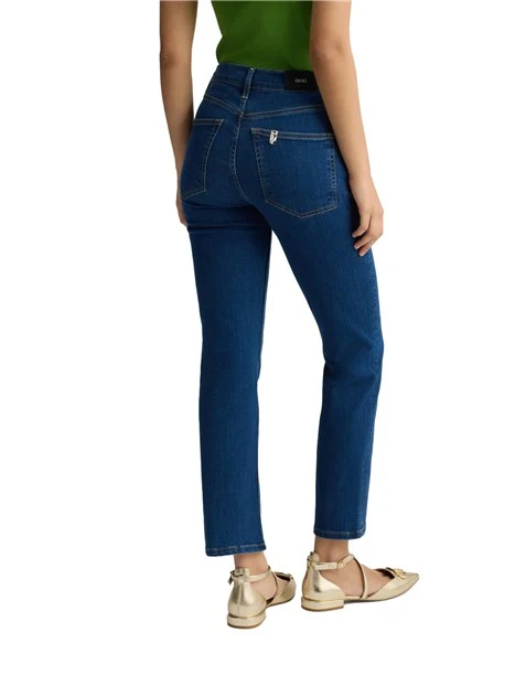 JEANS CROPPED 5 TASCHE DONNA BLU