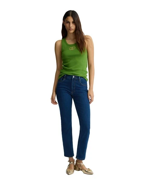 JEANS CROPPED 5 TASCHE DONNA BLU