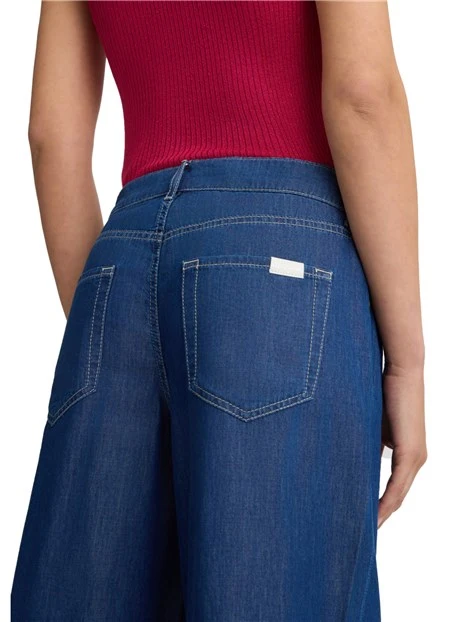 JEANS CROPPED FLARE CON COULISSE IN VITA DONNA BLU