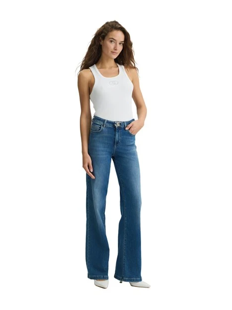 JEANS A ZAMPA CON CINTURA DONNA BLU