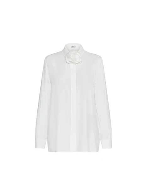 CAMICIA IN CRÊPE CON FIORE DONNA BIANCO