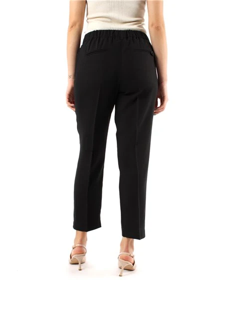 PANTALONI CHINO IN MISTO LINO DONNA NERO