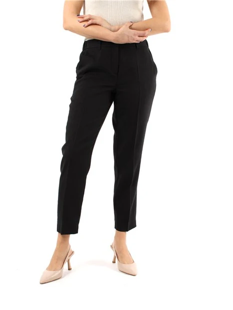 PANTALONI CHINO IN MISTO LINO DONNA NERO