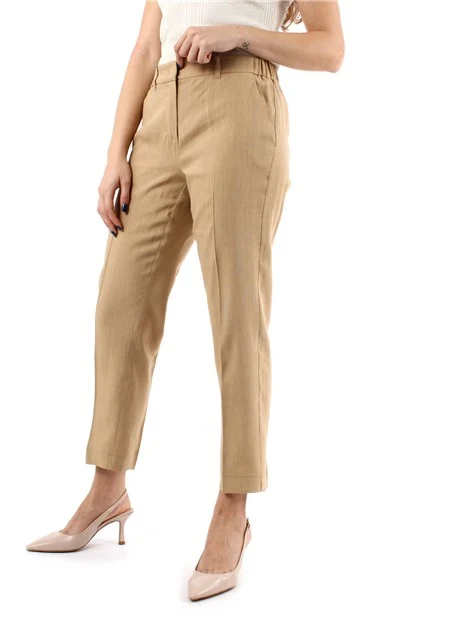 PANTALONI CHINO IN MISTO LINO DONNA BEIGE